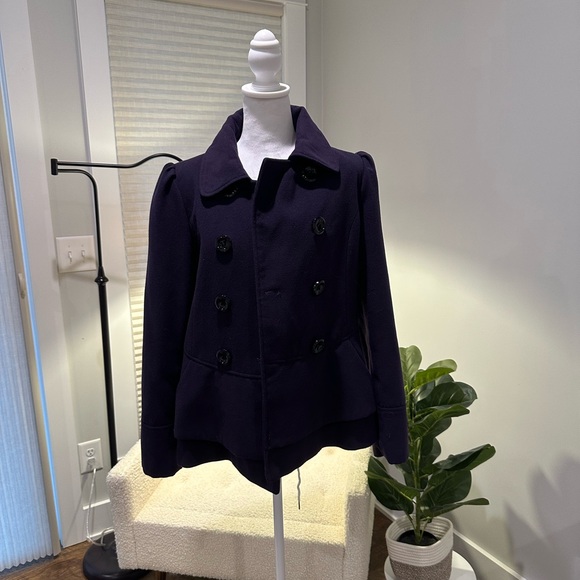HONEE Purple Pea Coat-Size L - Picture 1 of 10